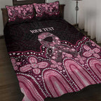 Australia Indigenous Personalized Quilt Bed Set Aboriginal Pink Ribbon Art