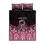 Australia Indigenous Personalized Quilt Bed Set Aboriginal Pink Ribbon Art