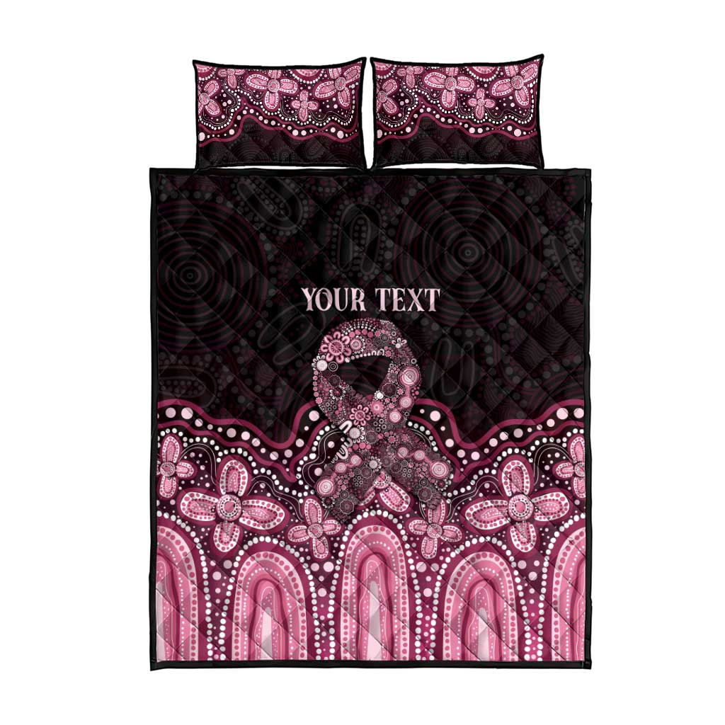 Australia Indigenous Personalized Quilt Bed Set Aboriginal Pink Ribbon Art