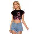 Australia Indigenous Personalized Raglan Cropped T Shirt Aboriginal Pink Ribbon Art