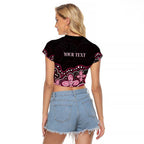 Australia Indigenous Personalized Raglan Cropped T Shirt Aboriginal Pink Ribbon Art