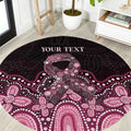 Australia Indigenous Personalized Round Carpet Aboriginal Pink Ribbon Art