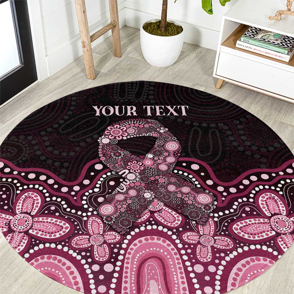 Australia Indigenous Personalized Round Carpet Aboriginal Pink Ribbon Art