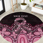 Australia Indigenous Personalized Round Carpet Aboriginal Pink Ribbon Art