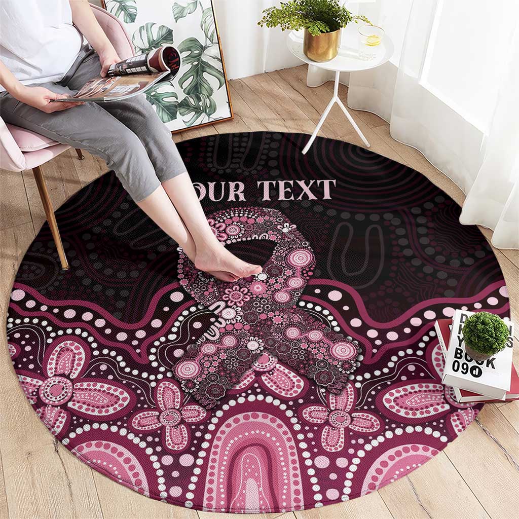 Australia Indigenous Personalized Round Carpet Aboriginal Pink Ribbon Art