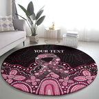 Australia Indigenous Personalized Round Carpet Aboriginal Pink Ribbon Art