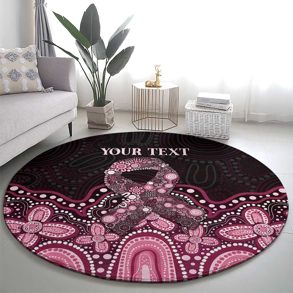 Australia Indigenous Personalized Round Carpet Aboriginal Pink Ribbon Art