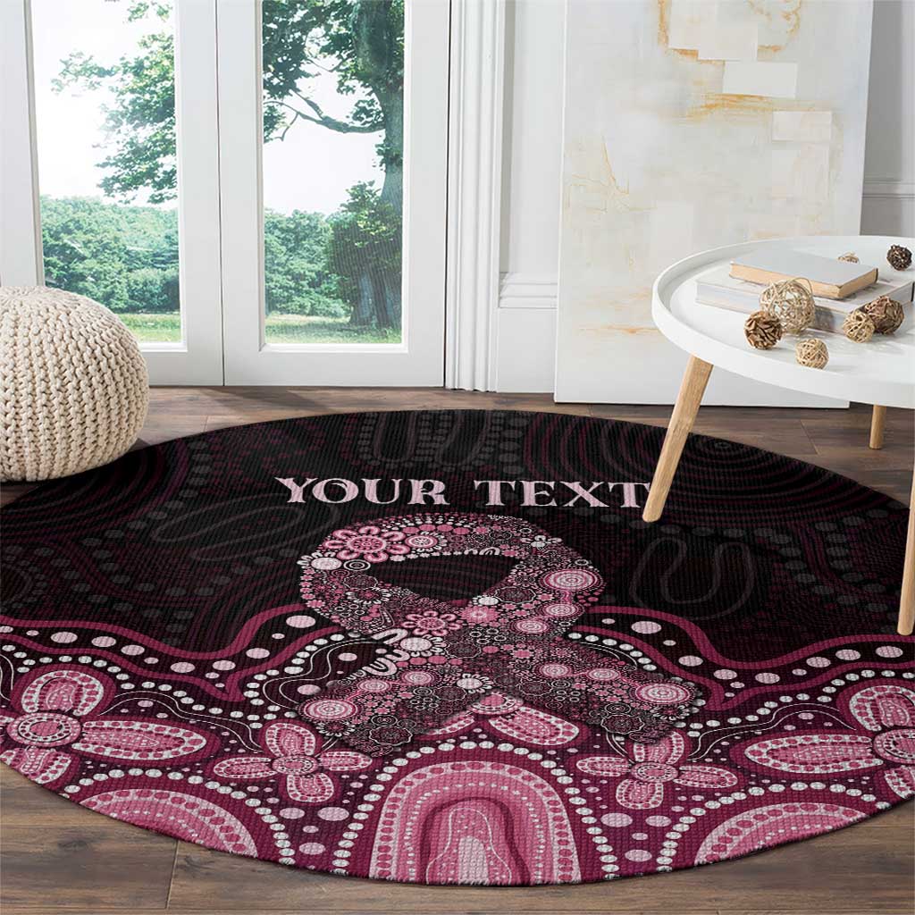 Australia Indigenous Personalized Round Carpet Aboriginal Pink Ribbon Art