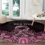 Australia Indigenous Personalized Round Carpet Aboriginal Pink Ribbon Art
