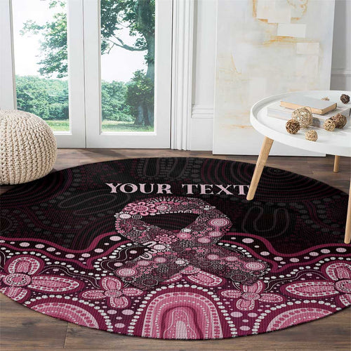Australia Indigenous Personalized Round Carpet Aboriginal Pink Ribbon Art