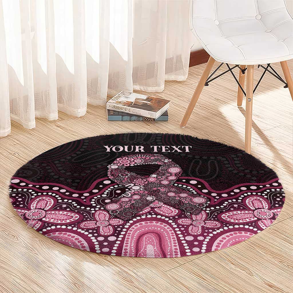 Australia Indigenous Personalized Round Carpet Aboriginal Pink Ribbon Art