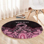 Australia Indigenous Personalized Round Carpet Aboriginal Pink Ribbon Art