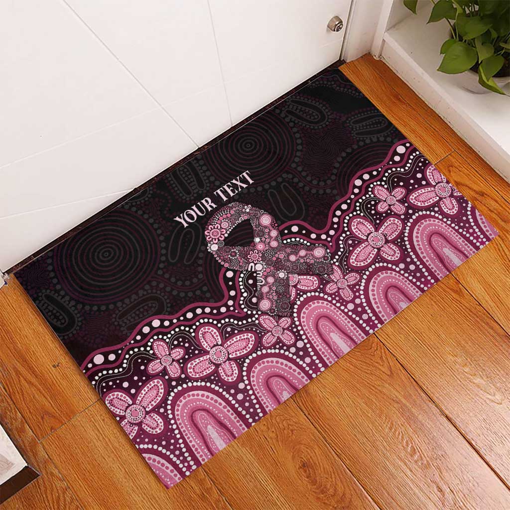 Australia Indigenous Personalized Rubber Doormat Aboriginal Pink Ribbon Art