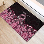 Australia Indigenous Personalized Rubber Doormat Aboriginal Pink Ribbon Art