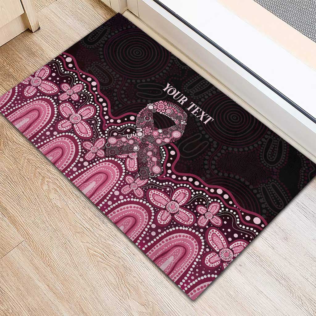 Australia Indigenous Personalized Rubber Doormat Aboriginal Pink Ribbon Art