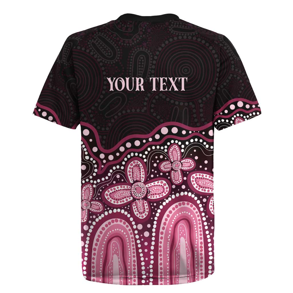 Australia Indigenous Personalized Rugby Jersey Aboriginal Pink Ribbon Art