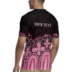 Australia Indigenous Personalized Rugby Jersey Aboriginal Pink Ribbon Art