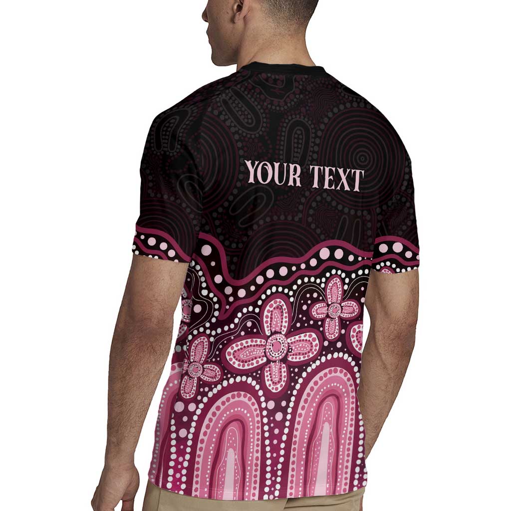 Australia Indigenous Personalized Rugby Jersey Aboriginal Pink Ribbon Art