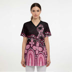 Australia Indigenous Personalized Scrub Top Aboriginal Pink Ribbon Art - Aussie Hoodie