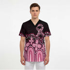 Australia Indigenous Personalized Scrub Top Aboriginal Pink Ribbon Art - Aussie Hoodie
