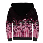 Australia Indigenous Personalized Sherpa Hoodie Aboriginal Pink Ribbon Art