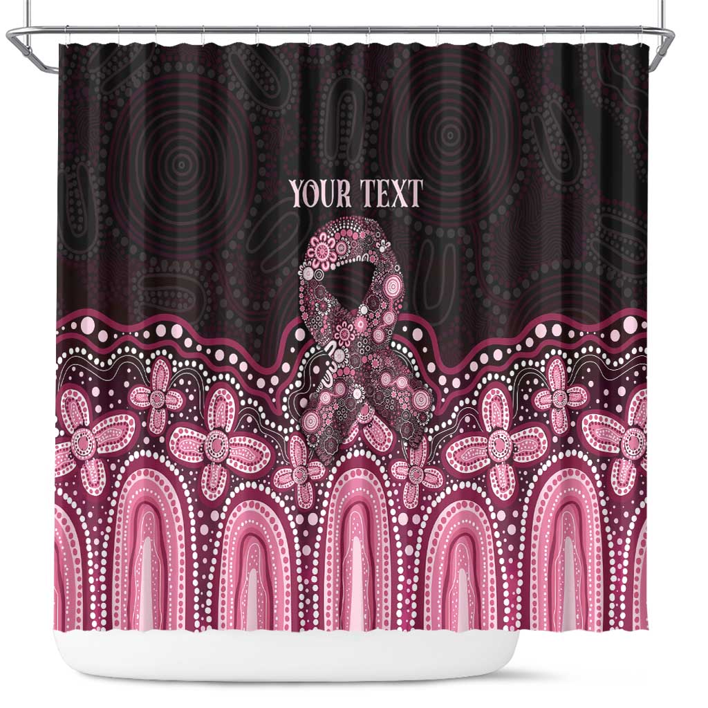 Australia Indigenous Personalized Shower Curtain Aboriginal Pink Ribbon Art
