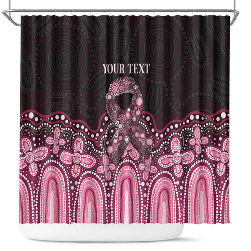 Australia Indigenous Personalized Shower Curtain Aboriginal Pink Ribbon Art