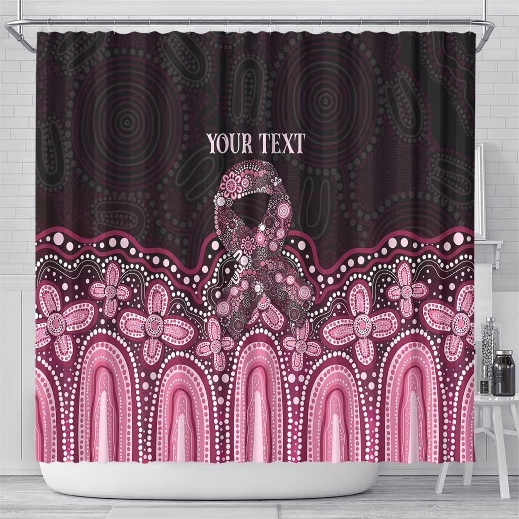 Australia Indigenous Personalized Shower Curtain Aboriginal Pink Ribbon Art