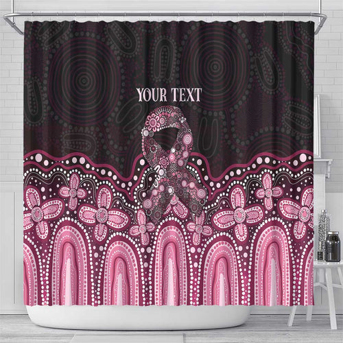 Australia Indigenous Personalized Shower Curtain Aboriginal Pink Ribbon Art