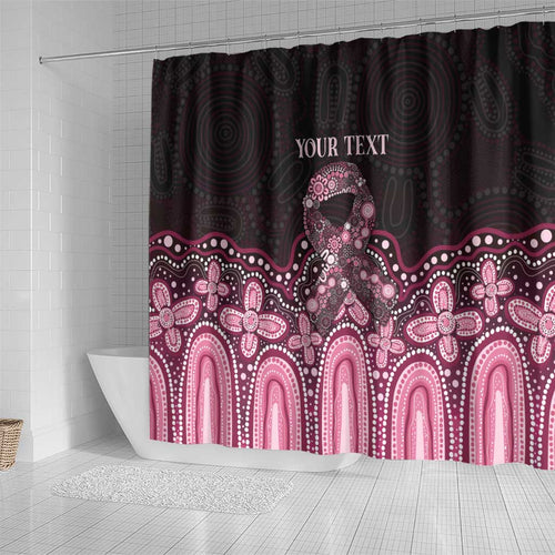 Australia Indigenous Personalized Shower Curtain Aboriginal Pink Ribbon Art