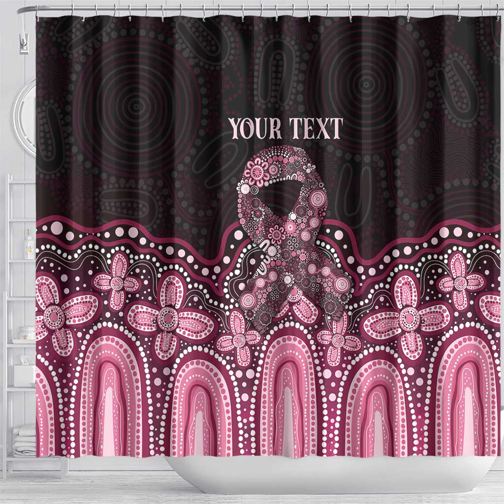 Australia Indigenous Personalized Shower Curtain Aboriginal Pink Ribbon Art
