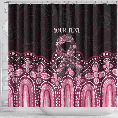 Australia Indigenous Personalized Shower Curtain Aboriginal Pink Ribbon Art