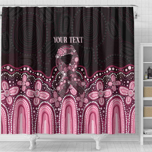 Australia Indigenous Personalized Shower Curtain Aboriginal Pink Ribbon Art