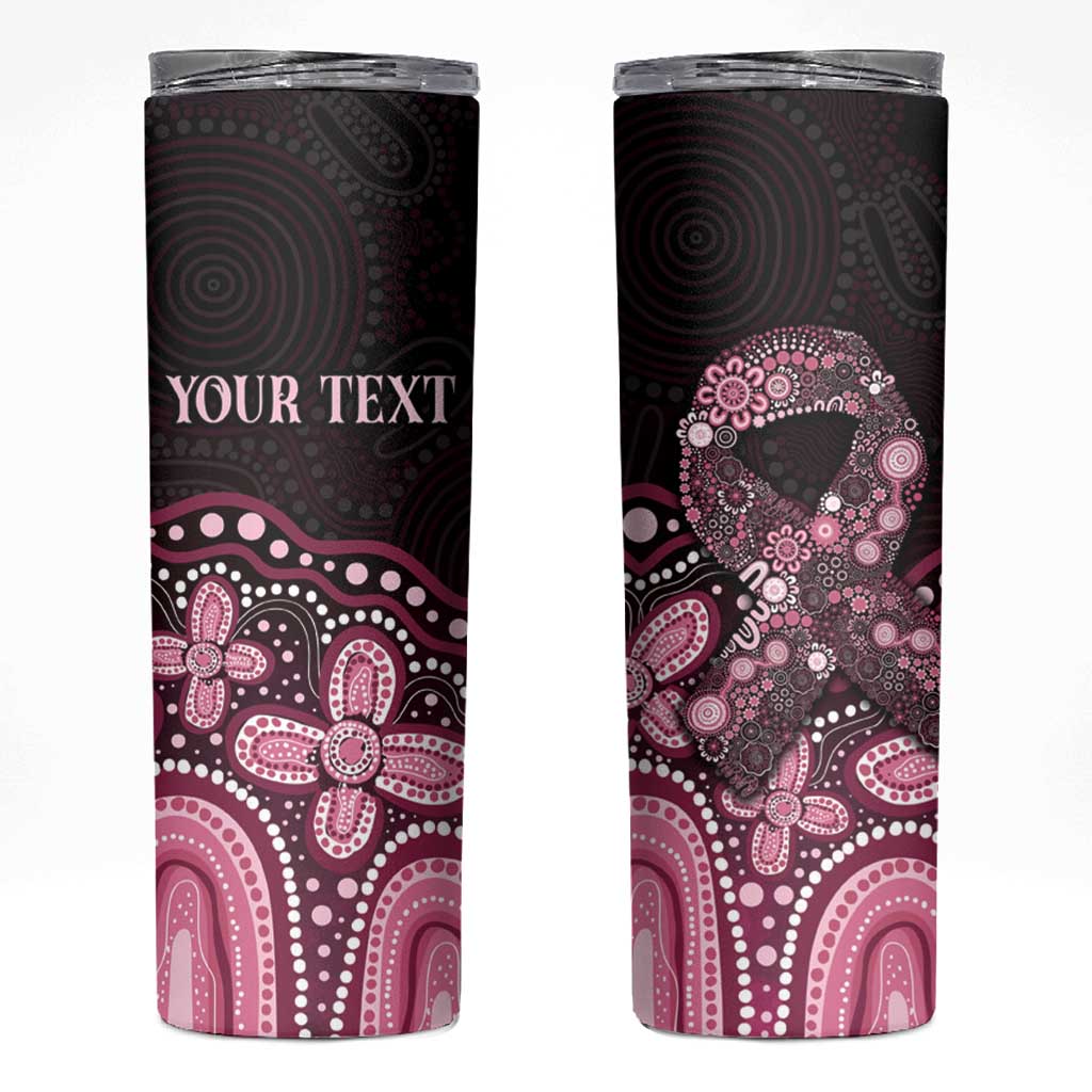 Australia Indigenous Personalized Skinny Tumbler Aboriginal Pink Ribbon Art