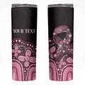 Australia Indigenous Personalized Skinny Tumbler Aboriginal Pink Ribbon Art