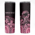 Australia Indigenous Personalized Skinny Tumbler Aboriginal Pink Ribbon Art