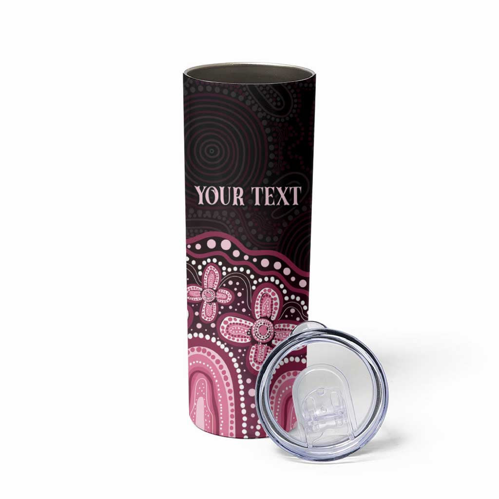 Australia Indigenous Personalized Skinny Tumbler Aboriginal Pink Ribbon Art