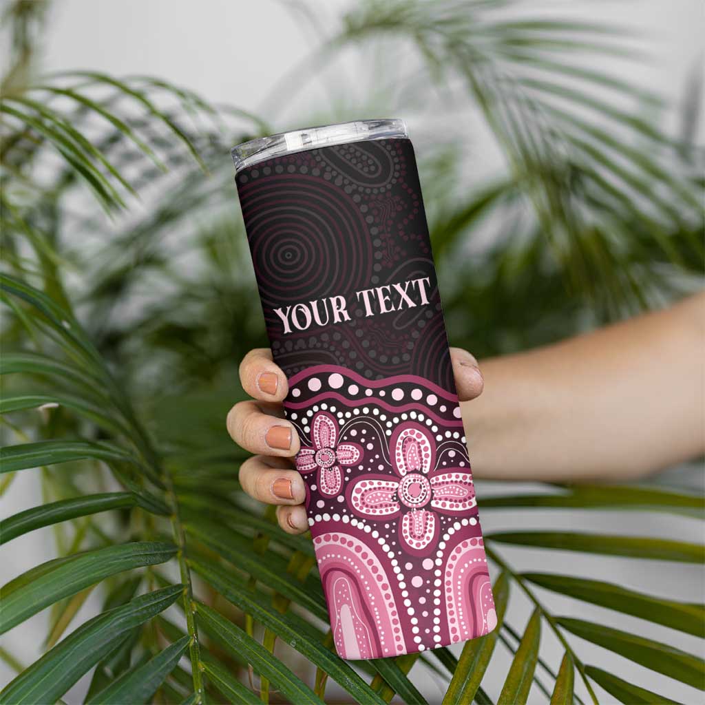 Australia Indigenous Personalized Skinny Tumbler Aboriginal Pink Ribbon Art