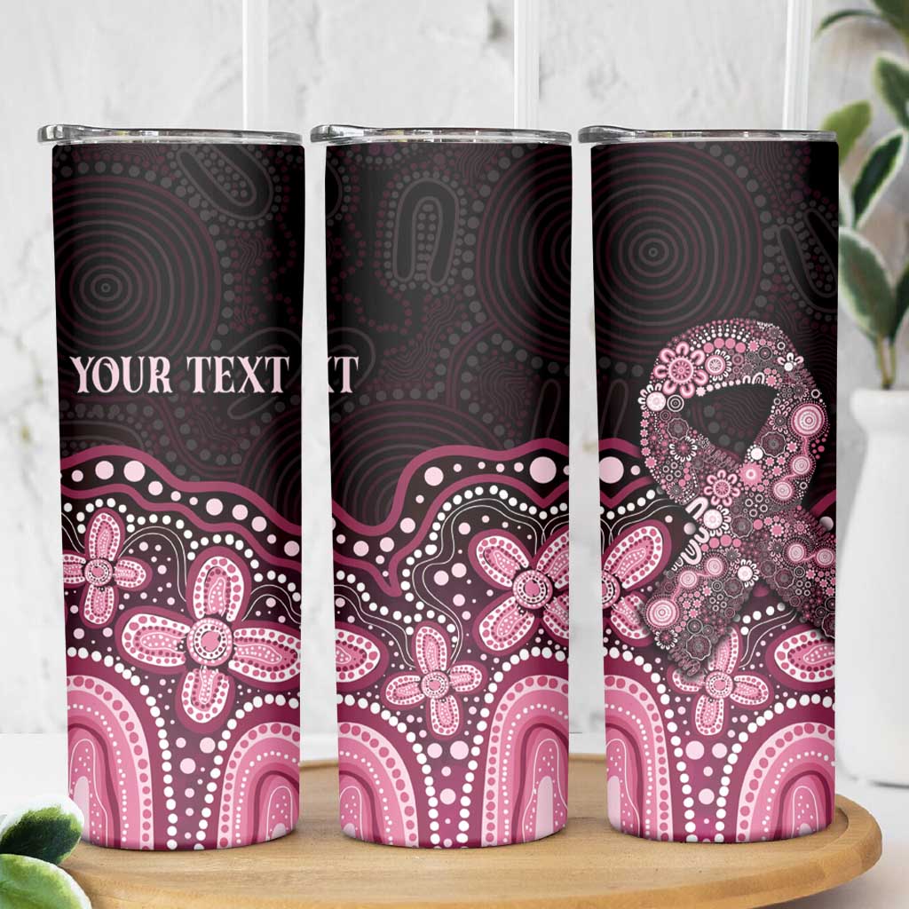 Australia Indigenous Personalized Skinny Tumbler Aboriginal Pink Ribbon Art