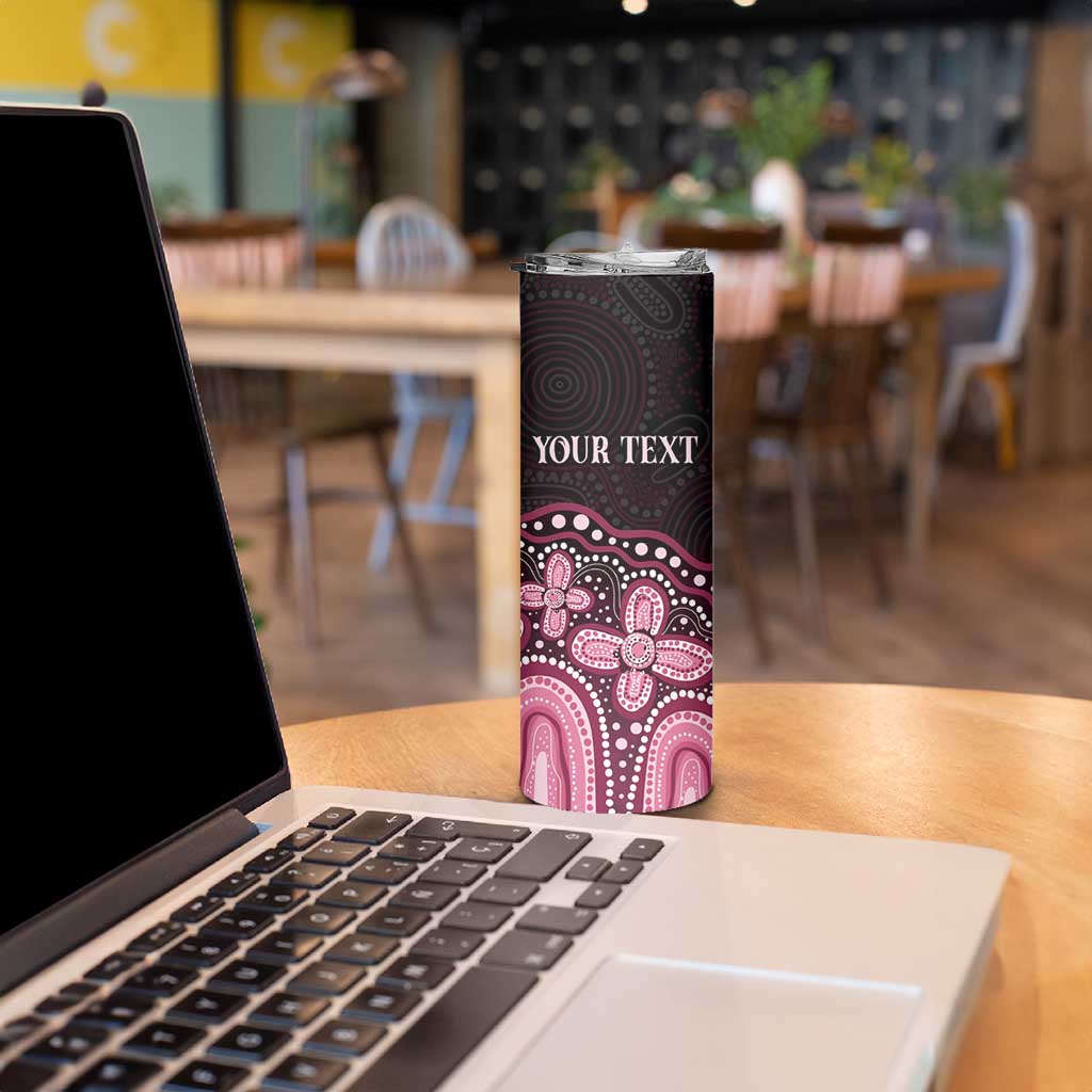 Australia Indigenous Personalized Skinny Tumbler Aboriginal Pink Ribbon Art