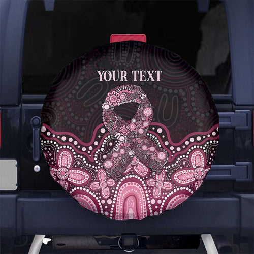 Australia Indigenous Personalized Spare Tire Cover Aboriginal Pink Ribbon Art