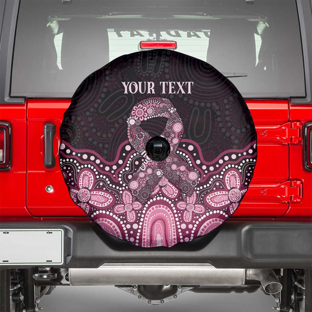 Australia Indigenous Personalized Spare Tire Cover Aboriginal Pink Ribbon Art