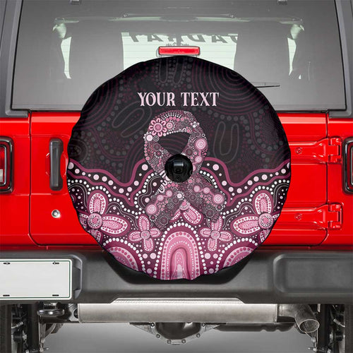 Australia Indigenous Personalized Spare Tire Cover Aboriginal Pink Ribbon Art