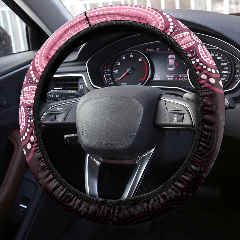 Australia Indigenous Steering Wheel Cover Aboriginal Pink Ribbon Art