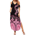 Australia Indigenous Personalized Summer Maxi Dress Aboriginal Pink Ribbon Art
