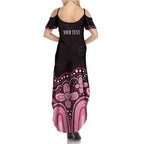 Australia Indigenous Personalized Summer Maxi Dress Aboriginal Pink Ribbon Art