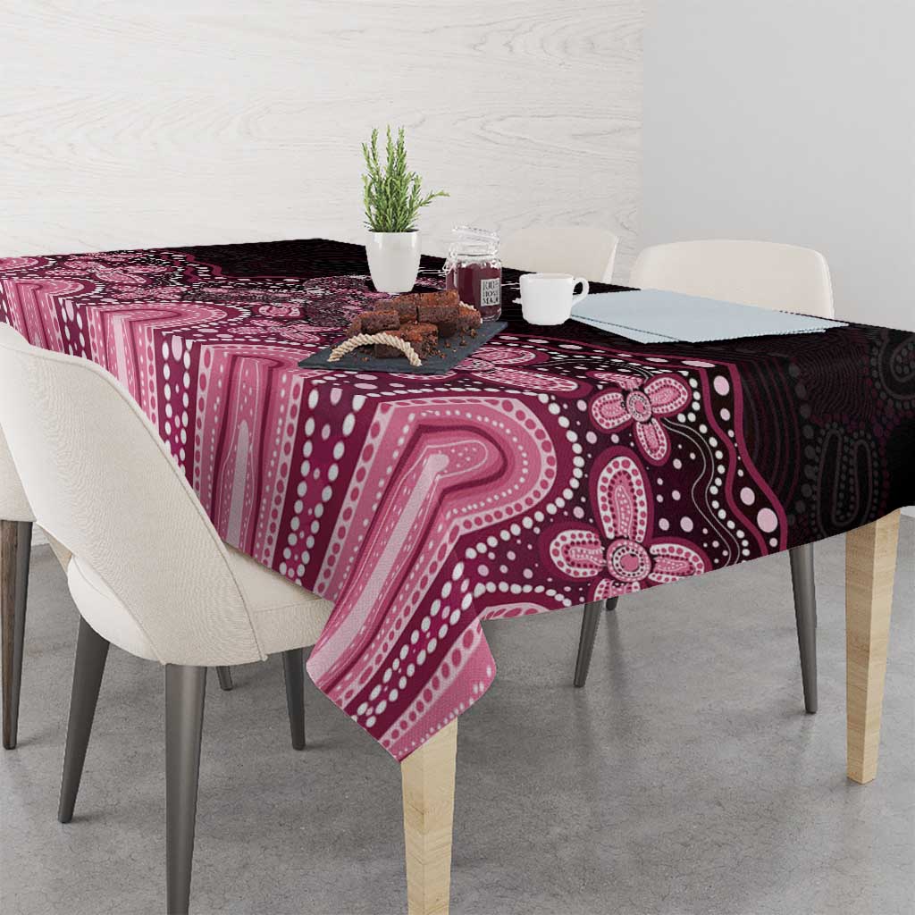 Australia Indigenous Personalized Tablecloth Aboriginal Pink Ribbon Art