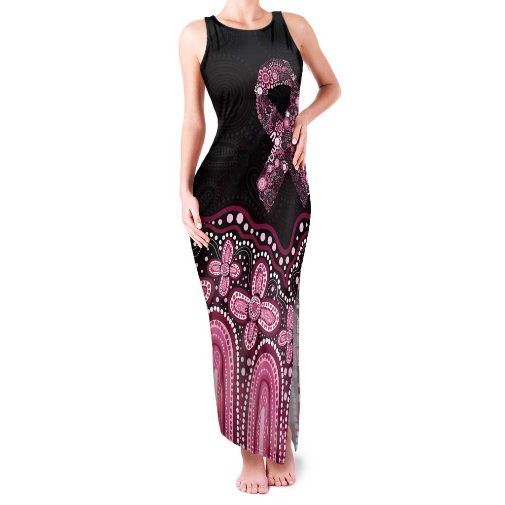 Australia Indigenous Personalized Tank Maxi Dress Aboriginal Pink Ribbon Art