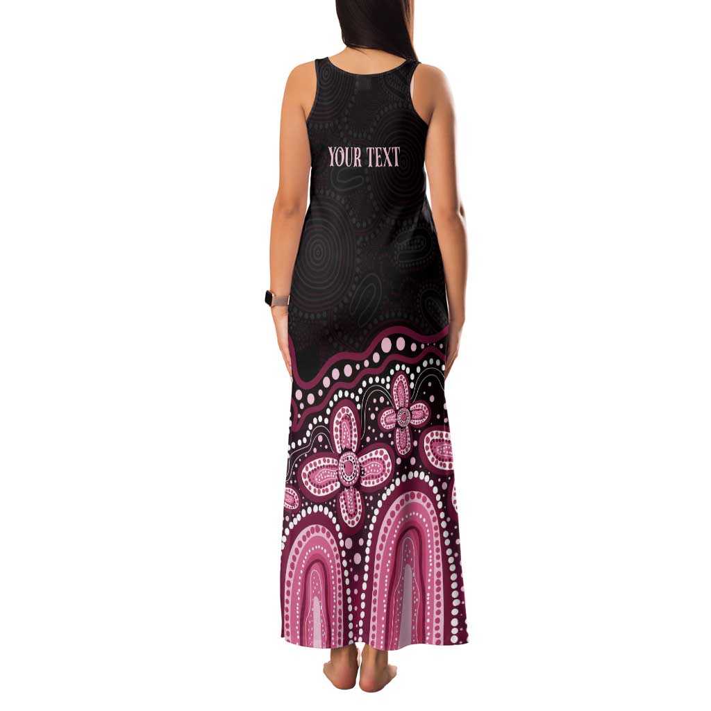 Australia Indigenous Personalized Tank Maxi Dress Aboriginal Pink Ribbon Art