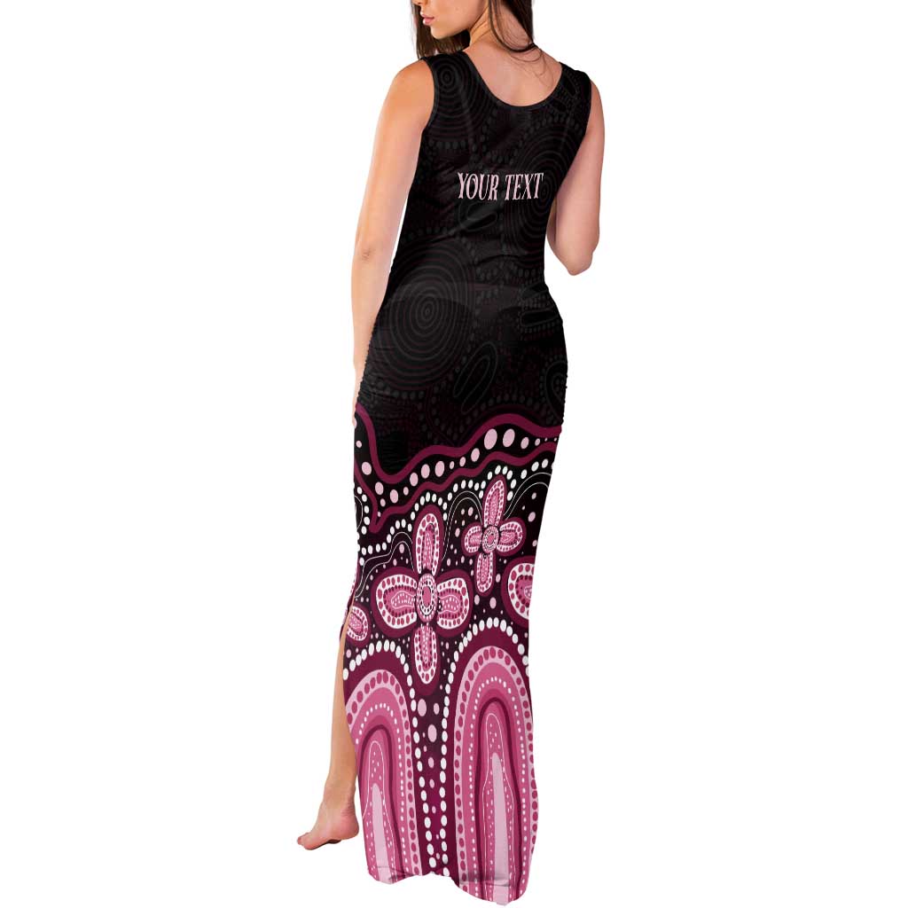Australia Indigenous Personalized Tank Maxi Dress Aboriginal Pink Ribbon Art